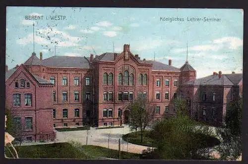 77437 Ansichtskarte Berent Westpreussen Königliches Lehrer Seminar 1913 Lienfelde