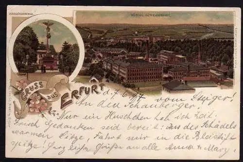 77410 Ansichtskarte Erfurt Litho 1897 Königl. Gewehrfabrik