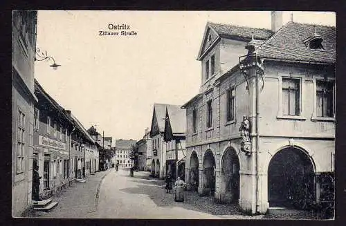 77427 AK Ostritz um 1910 Zittauer Straße Maler Lackierer Colonialwaren