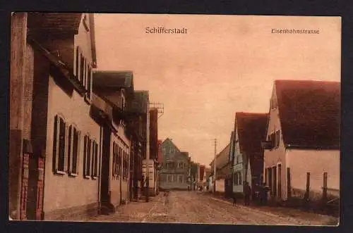 77386 Ansichtskarte Schifferstadt Eisenbahnstraße 1916 Feldpost
