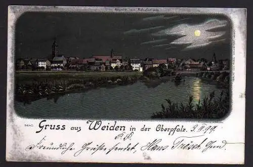 77894 Ansichtskarte Weiden Mondscheinlitho 1899