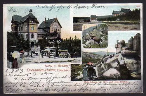 77778 Ansichtskarte Dreiannen Hohne Hotel Bahnhof 1903