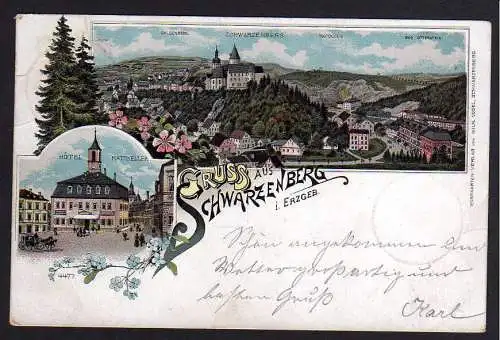 76244 AK Litho Schwarzenberg Hotel Ratskeller 1903