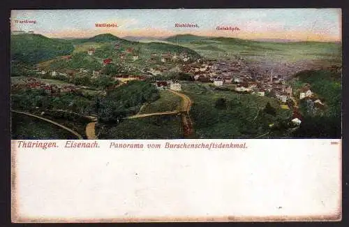 76723 AK Eisenach Panorama vom Burschenschaftsdenkmal 1906