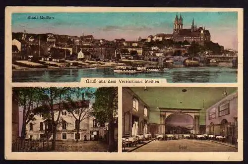 76990 AK Stadt Meißen Vereinshaus mit Saal 3 Ansichten 1929