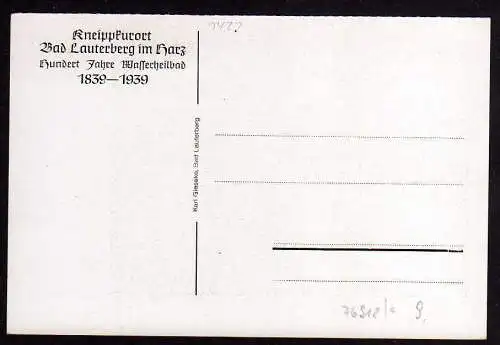 76918 AK Bad Lauterberg Harz Stadtsparkasse 1939 100 Jahre Wasserheilbad