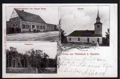 77359 AK Nielebock b Genthin 1906 Schankwirtschaft A. Gentz Heinichte Kirche