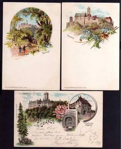 75723 3 AK Litho Wartburg Eisenach Künstlerkarte Kahle