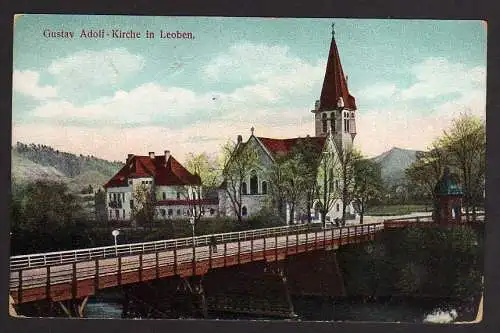75699 AK Leoben Gustav-Adolf-Kirche um 1920