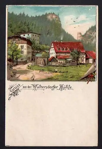 75740 AK Litho Waltersdorfer Mühle 1900