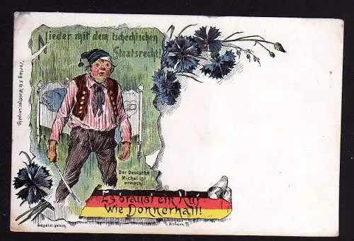 76229 AK Litho Donnerhall ! Nieder mit dem tschechischen Staatsrecht Propaganda
