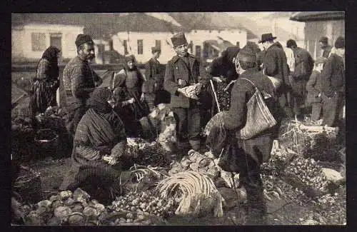 75032 AK Serbisches Volksleben Gemüsemarkt 1916