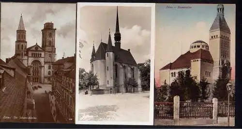 71234 3 Ansichtskarte Zittau Johanniskirche Weberkirche Krematorium