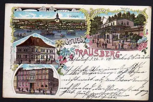 71021 AK Litho StrausbergHotel Proske Städtefeld 1899