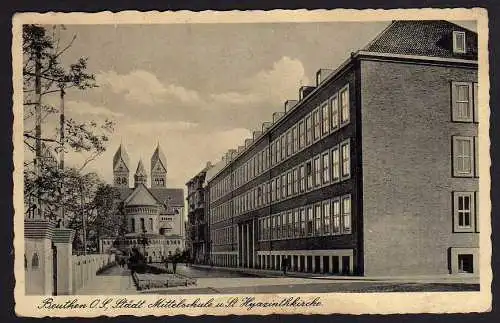 68116 AK Beuthen O.S. Mittelschule Hyazinthkirche, gelaufen 1940