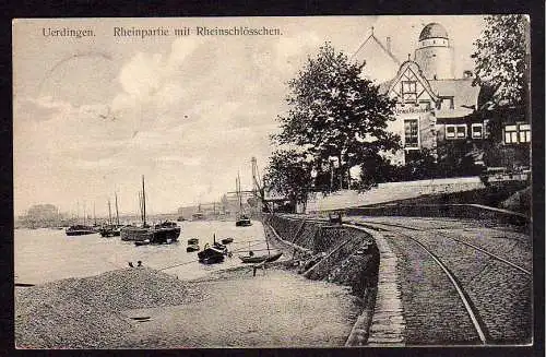 68141 AK Uerdingen Rheinschlösschen Hafen Gleise 1912