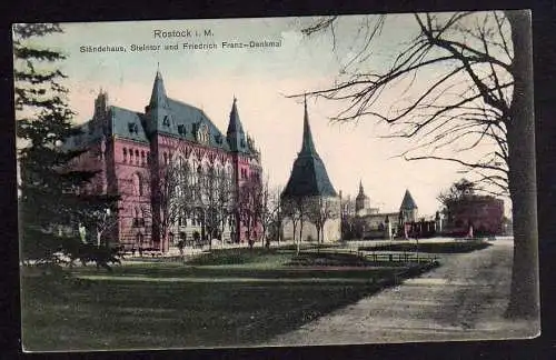 68125 Ansichtskarte Rostock 1910 Ständehaus Steintor FF - Denkmal