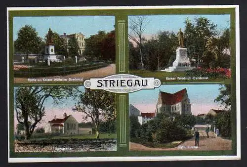 68124 AK Striegau Strzegom Turnhalle Denkmal Kirche, ungelaufen um 1920