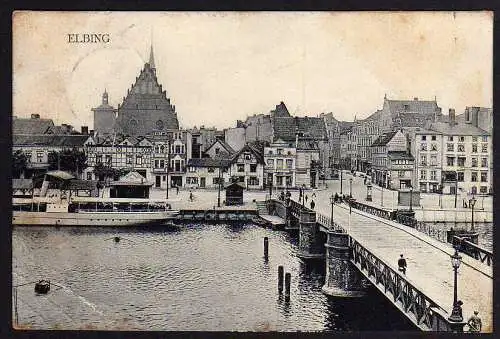 68031 Ansichtskarte Elbing Elblag 1909 Brücke Bäcker Brod Kuchen Verkauf, gelaufen