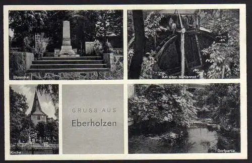 68048 AK Eberholzen Kirche Ehrenmal Kolonialwaren Wolter, ungelaufen