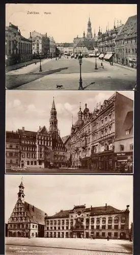 68002 3 AK Zwickau Markt Löwen Apotheke Kräuter Gewölbe 1908 Gewandhaus Rathaus