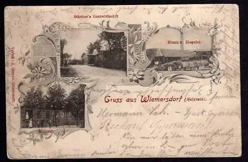 65063 Ansichtskarte Wiemersdorf 1902 Gastwirtschaft Meierei Ziegel