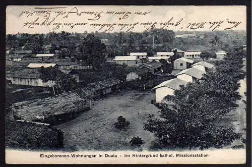 65007 AK Jabassi Kamerun 1909 Eingeborenen Wohnungen in Duala kathol. Mission