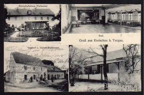 64116 AK Kreischau b. Torgau Gasthof Herrschaftshaus gelaufen 1916