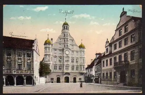 63689 AK Memmingen 1913 Rathaus Harmonie Museum