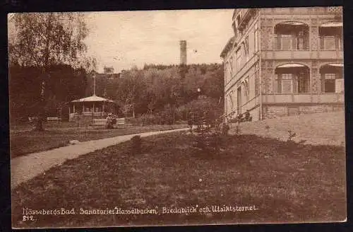 63777 AK Mössebergs Bad Sanatoriet Haselbacken Bredablick och Utsiktstornet 1922