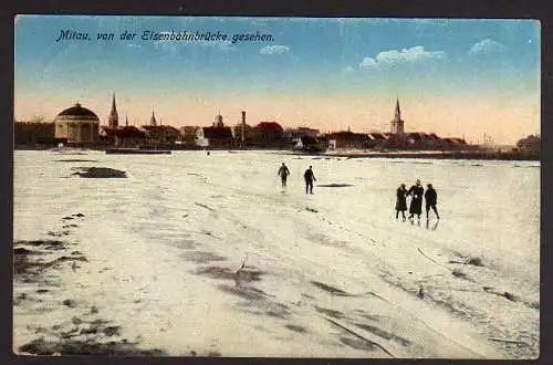 63634 Ansichtskarte Mitau Jelgava Lettland 1917 Feldpost Winter Schnee Eis