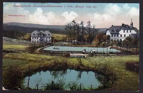 62315 Ansichtskarte Kretscham Rothensehma Erzgebirge Gondelteich 1912