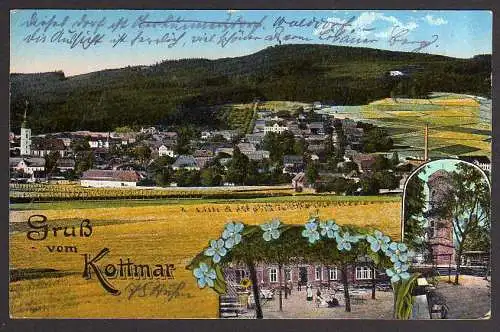 62210 Ansichtskarte Kottmar 1917 Feldpost Bahnpost Gasttätte Turm