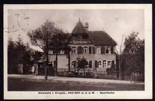 62182 Ansichtskarte Zinnwald Erzgeb. Sportheim 1926