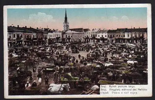 62221 AK Stryj Oblast Lwiw Ukraine Ringplatz während des Marktes 1918