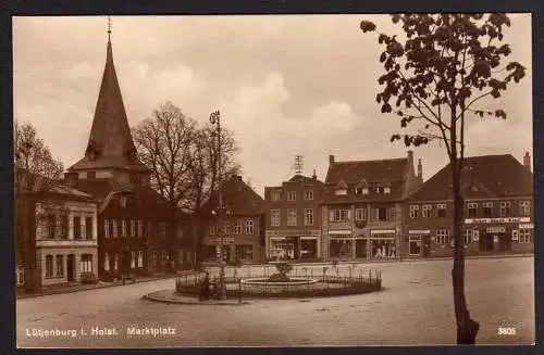 62396 Ansichtskarte Lütjenburg Markt Hotel Stadt Kiel Automobile um 1930