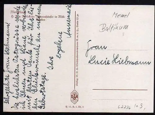 62236 AK Memelland Milischken Bauernhäuser Nolken Künstlerkarte ungelaufen 1940