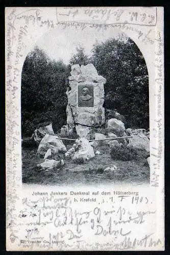62161 AK Hülserberg b Krefeld J. Junkers Denkmal 1903 Hüls