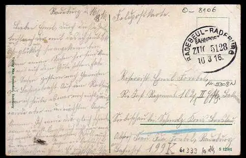 61333 AK Radeburg Rathaus Gedenkstein der Jahrhundertfeier Promnitz 1916