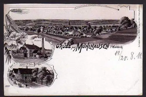 61956 AK Mühlhausen i. Waldeck Gasthaus Molkerei 1911