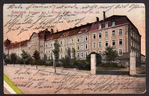 60652 AK Bautzen 1916 Kaserne des 3. Königl. Sächs. Regt. Reserve Lazarett
