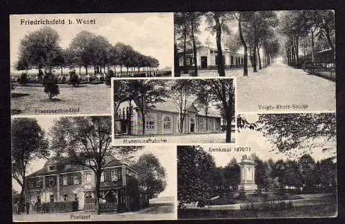 60655 Ansichtskarte Friedrichsfeld b. Wesel 1918 Voigts Rhetz Str. Postamt Feldpost 1918