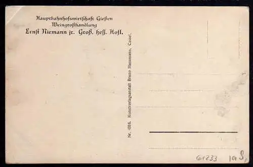 61233 AK Gießen um 1925 Landgraf Philipp Platz Weingroßhandlung Niemann