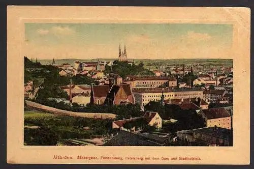 60570 Ansichtskarte Altbrünn Bäckergasse Franzensberg Petersberg 1915 Feldpost Zensur Über