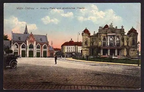60181 AK Mähr. Ostrau Antony Platz städtisches Theater 1911