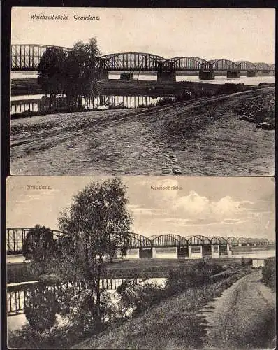 60416 2 AK Graudenz Weichselbrücke Grudziadz 1915 Landsturm