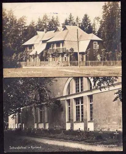 60492 2 Ansichtskarte Kurland Schwefelbad Heldengräber Offiziers Gensungsheim Feldpost 1917
