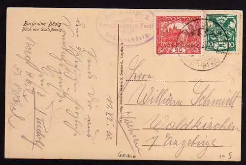 60116 AK Burgruine Bösig Schlossbösig 1920 Verein Velky Bezdez 1920