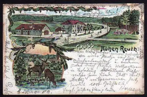 52441 AK Gruss von der Hohen Reuth Litho Münchenbernsdorf 1903