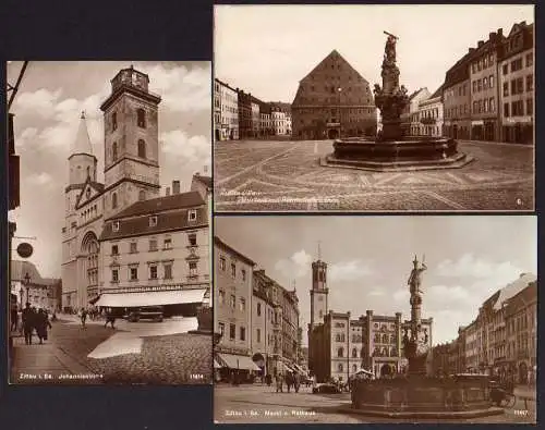 52398 3 Ansichtskarte Zittau Markt Rathaus Johanniskirche um 1935 Neustadt Brunnen